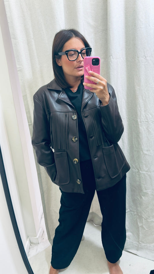 Giacca ecopelle e frange