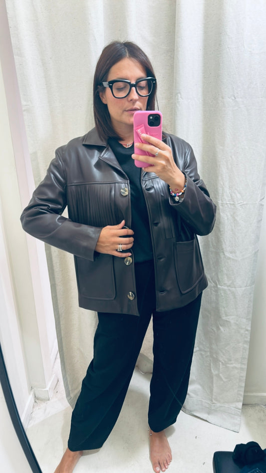 Giacca ecopelle e frange