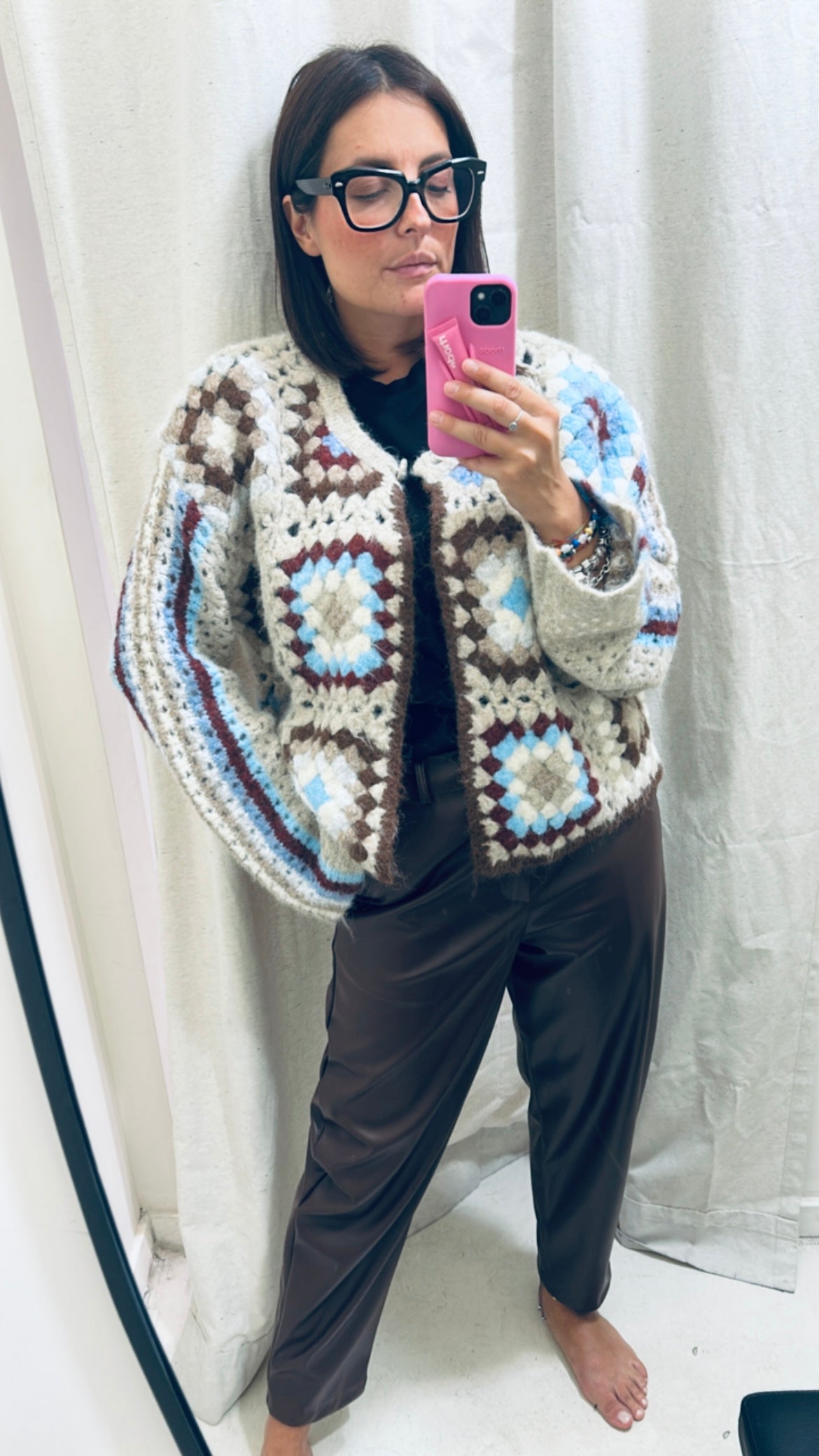 Cardigan macramè chocolate